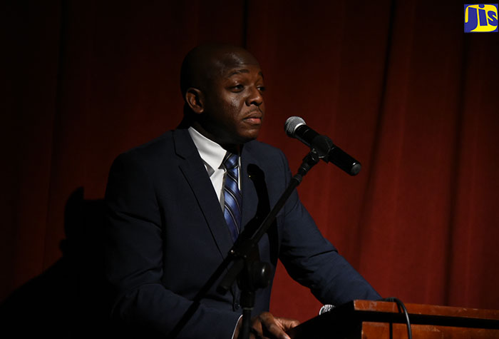 State Minister in the Ministry of National Security, Senator the Hon. Pearnel Charles Jr., addresses a youth forum held on Tuesday (January 23) at the University of the West Indies (UWI) Mona Campus in St. Andrew.