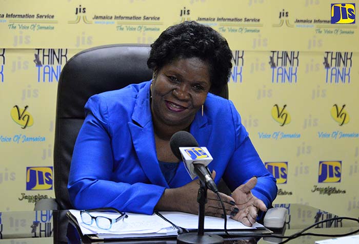 Accountant General, Carlene Murdock, speaking at a recent JIS Think Tank about the move to introduce biometrics to identify pensioners. 

