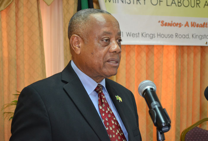 Minister of Labour and Social Security, Hon. Derrick Kellier, addresses participants during the Ministry of Labour and Social Security