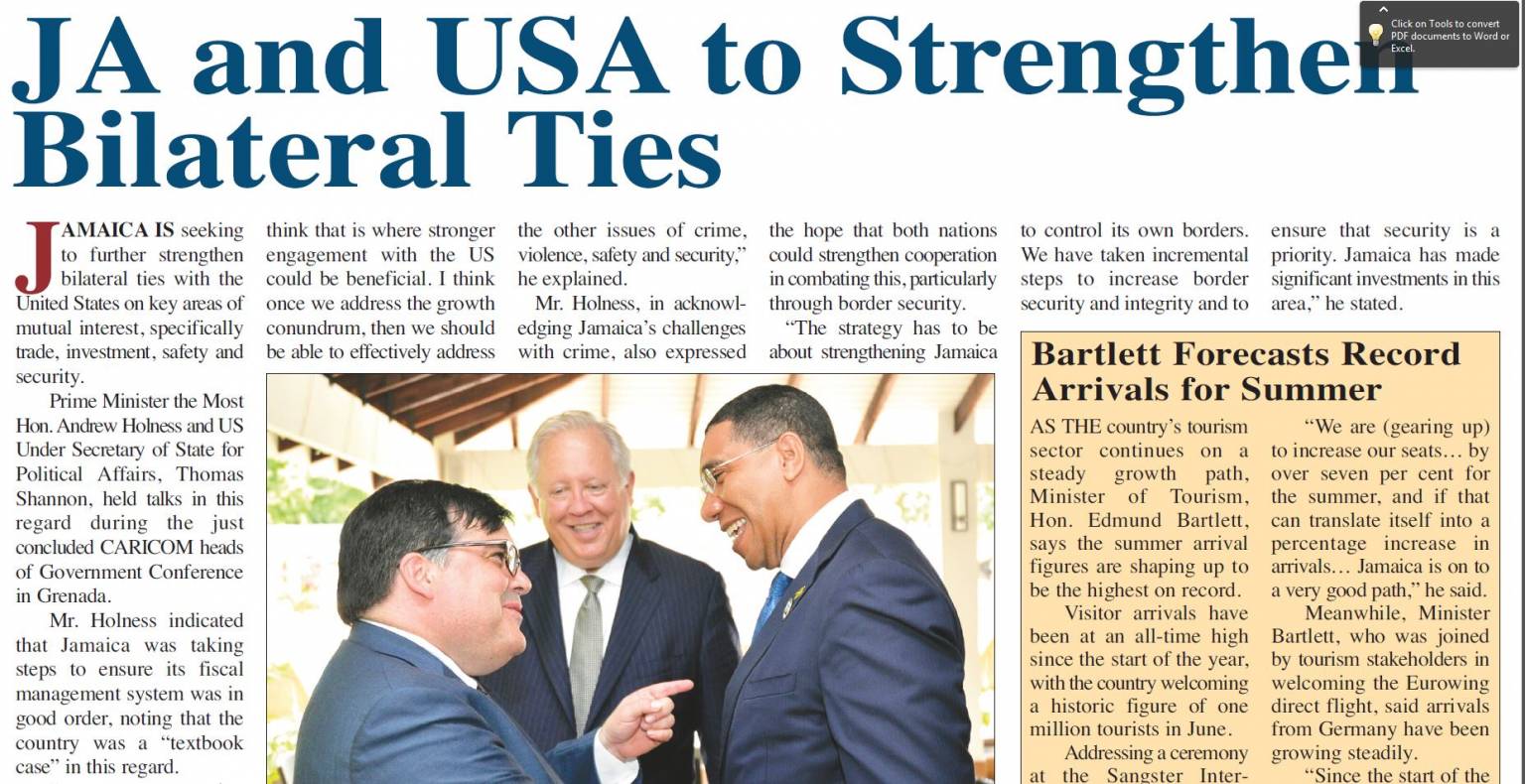 JA and USA to Strengthen Bilateral Ties 