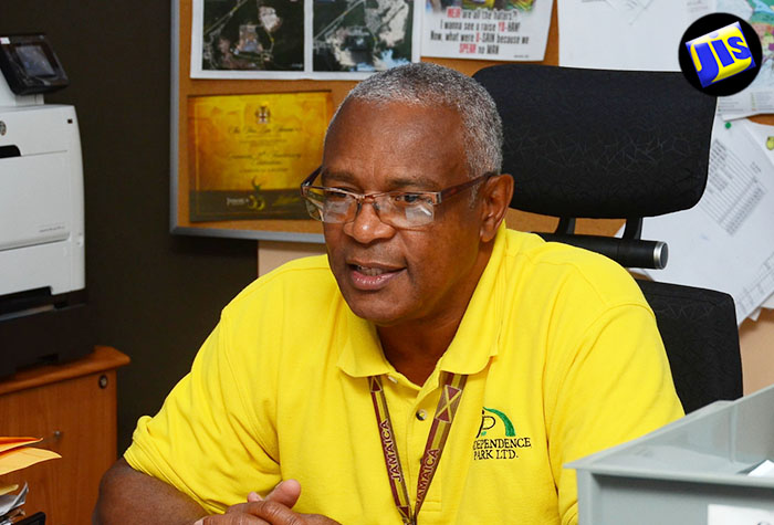 General Manager of Independence Park Limited, Major Desmon Brown, outlining details of the refurbishing works being undertaken at the National Arena in Kingston.  
