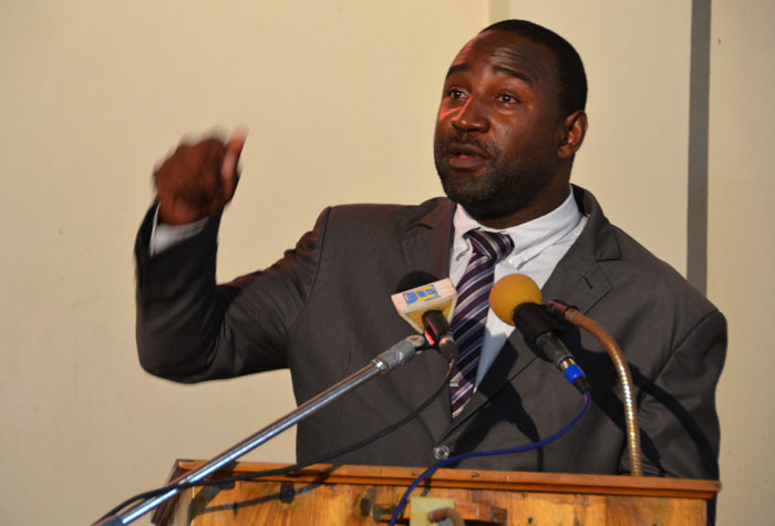 Member of Parliament for North West St. Ann, Dr. Dayton Campbell, addressing the recent dedication ceremony for the Methodist Episcopal Academic School of Learning and Marketable Skills, in Orange Hill, St. Ann.