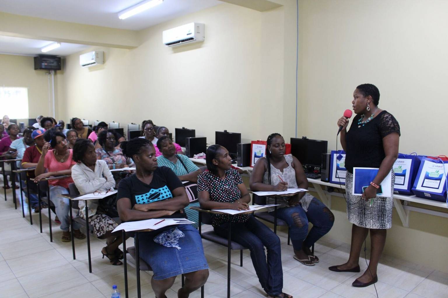 Gender Specialist, Citizen Security and Justice Programme (CSJP) III, Cordia Chambers-Johnson’. delivers a presentation to participants in a recent household energy-conservation and -efficiency workshop in Greater Brown’s Town, Kingston. The workshop was jointly staged by the United States Agency for International Development (USAID) Caribbean Clean Energy Program (CARCEP) and the Ministry of National Security’s Citizens Security and Justice Programme (CSJP III).