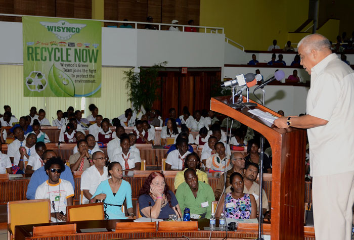 Minister of Water, Land, Environment and Climate Change,  Hon. Robert Pickersgill, addesses participants in the inaugural Youth Climate Change Conference on September 19, at the Jamaica Conference Centre, downtown Kingston.