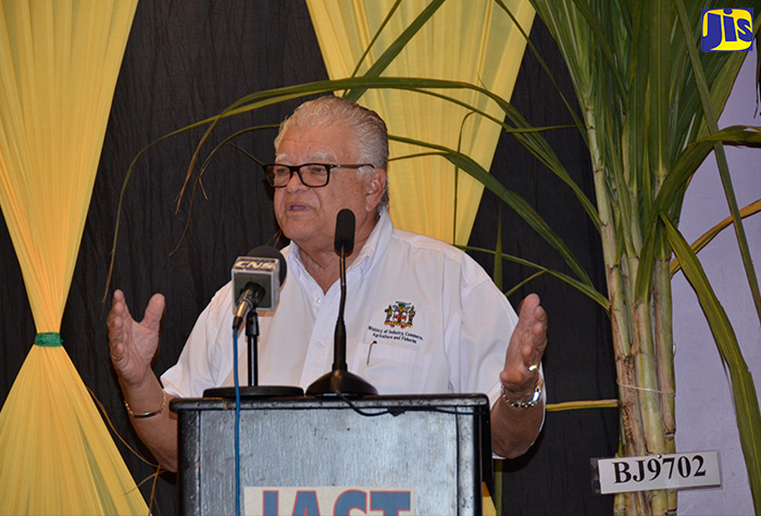 Minister of Industry, Commerce Agriculture and Fisheries, Hon. Karl Samuda addresses the 80th Annual Conference of the Jamaica Association of Sugar Technologists, at the RIU Ocho Rios resort in St. Ann, on Thursday, November 2.