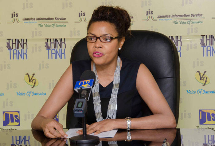 Executive Director of the Jamaica Cancer Society,  Yulit Gordon, addressing a JIS ‘Think Tank’ on August 26.   She is urging companies to encourage men to do screening for prostate cancer.