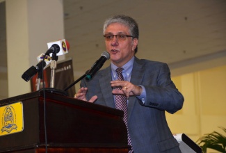 United States Ambassador to Jamaica, His Excellency, Luis Moreno speaking at the opening ceremony for the 16th staging of the Montego Bay Chamber of Commerce and Industry’s Expo at the Montego Bay Convention Centre in St. James on Friday October 9.