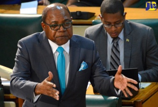 Tourism Minister, Hon. Edmund Bartlett, delivers the opening presentation in the 2017/18 Sectoral Debate in Parliament on Tuesday, April 4.
