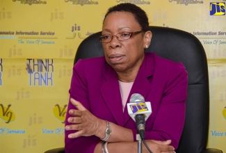 
Statistical Institute of Jamaica (STATIN) Director General, Carol Coy, speaking at a Jamaica Information Service Think Tank.