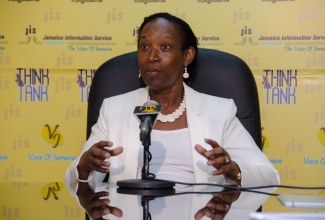 

Chair of the United Kingdom (UK) Diaspora South Region, Yvonne Brown , addresses a recent JIS Think Tank.
