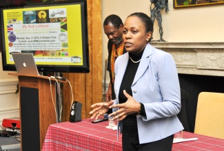 Deputy High Commissioner, Diedre Mills, welcomes guests to a Reggae Month event at the Jamaican High Commission in London on February 23.