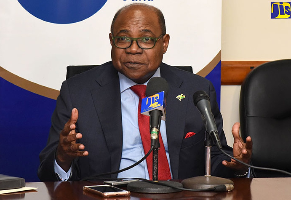 Minister of Tourism, Hon. Edmund Bartlett, emphasises a point during a meeting with the staff and board of the Tourism Enhancement Fund (TEF), at the Ministry’s New Kingston offices on Tuesday (April 10), where he outlined plans to restructure the entity.