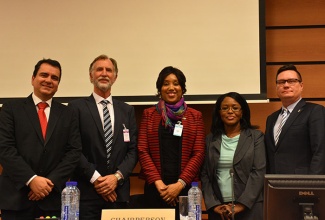 (From left) Ernani Checcucci, Director, Capacity Building Directorate; Immediate Past Chair, Per Arvid Nordli; Velma Ricketts Walker newly appointed Chair, Capacity Building Committee (CBC); Brenda Mundia, Deputy Director, Capacity Building Directorate; and Daniel Perrier; Vice Chair of the CBC. 