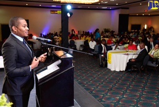 State Minister in the Ministry of Education, Youth and Information, Hon. Floyd Green, addresses the inaugural Technical and Vocational Education and Training (TVET) Leaders’ Summit and Youth Forum, organised by the HEART Trust/NTA, and held at The Jamaica Pegasus hotel in New Kingston on February 20.

