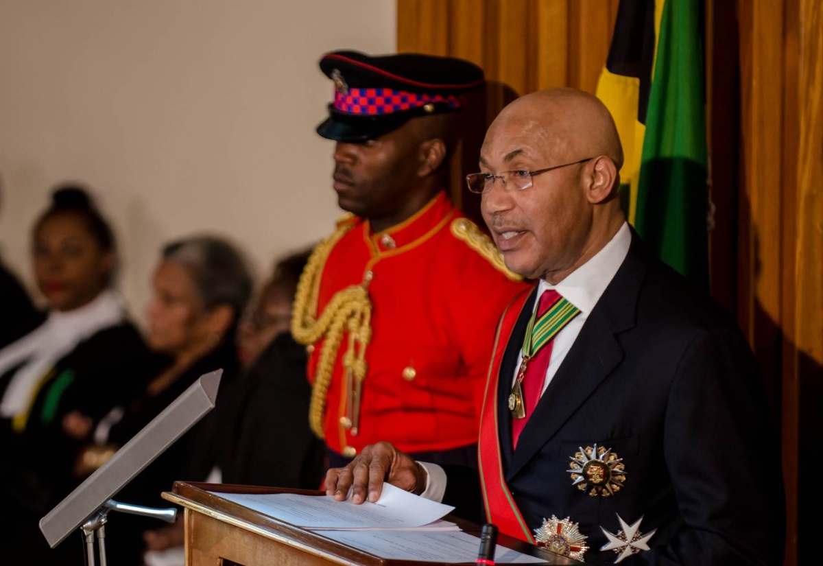 Governor-General, His Excellency the Most Hon. Sir Patrick Allen, delivers the Throne Speech at the Ceremonial Opening of Parliament at Gordon House. (FILE)