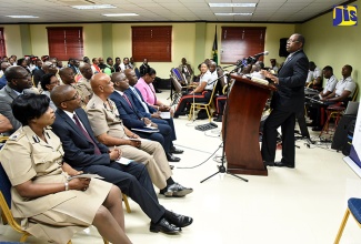 President of Northern Caribbean University (NCU), Dr. Lincoln Edwards, addresses the annual devotional exercise and dedication of a new administration building at the Office of the Commissioner of Police in St. Andrew on Tuesday (January 2). 