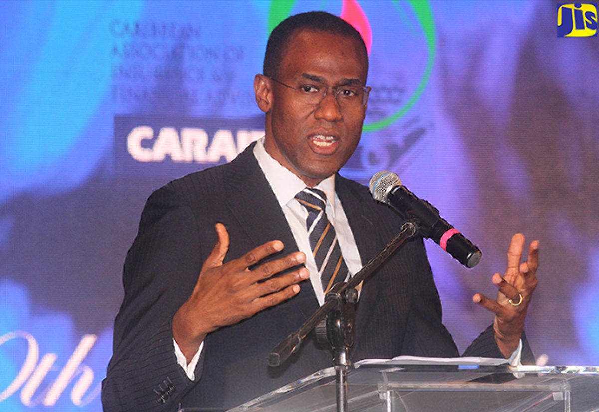 Minister of Finance and the Public Service, Dr. the Hon. Nigel Clarke, delivering the keynote address at the 32nd Annual Sales Congress of the Caribbean Association of Insurance and Financial Advisors (CARAIFA) at the Hilton Resort and Spa, Rose Hall, St. James, on April 29.

