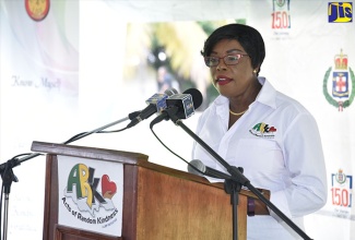 Deputy Commissioner of Police, Novelette Grant, gives an overview of the Acts of Random Kindness (ARK) project at the project’s launch held at the Police Commissioner’s offices on Old Hope Road today (November 23).