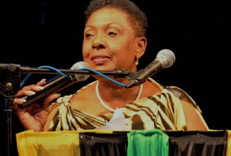 Minister of Culture, Gender, Entertainment and Sport, Hon. Olivia Grange, addresses the Seville Emancipation Jubilee held at Seville Heritage Park, St Ann, from July 31 into Emancipation Day, August 1. 