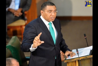 Prime Minister Andrew Holness making his Budget Debate presentation in the House of Representatives  yesterday (March 21).