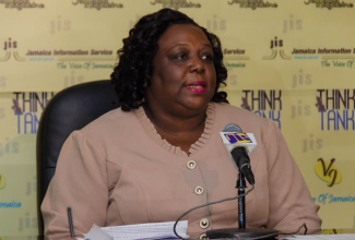 Director of Housing in the Ministry of Transport, Works and Housing, Paula Parks, addresses a Jamaica Information Service (JIS) Think Tank on Wednesday, January 21.