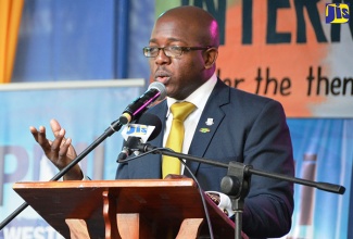 Minister of State in the Ministry of National Security, Senator the Hon. Pearnel Charles Jr, addresses International Peace Day ceremony in Sam Sharpe Square, Montego Bay, St. James, on September 21. (File photo)