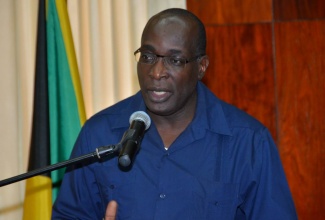 Minister of Education, Youth and Information, Senator the Hon. Ruel Reid, addresses  press briefing today (May 16) at Jamaica house to update the nation on the impact of the inclement weather and  how students  were able to  sit examinations.