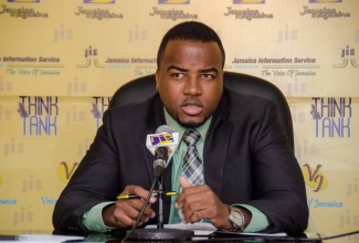 Deputy Chief Executive Officer (CEO) and Director of Operations at the Registrar General’s Department (RGD), Charlton McFarlane speaking at a JIS ‘Think Tank’, on May 3, at the company’s head office. 