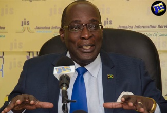 Minister of Education, Youth and Information, Senator Ruel Reid, addresses a recent JIS Think Tank.