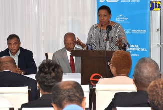 Minister of Culture, Gender, Entertainment and Sport, Hon. Olivia Grange, provides details about activities to celebrate the country’s athletes during a press conference on October 11 at Spanish Court Hotel in New Kingston.