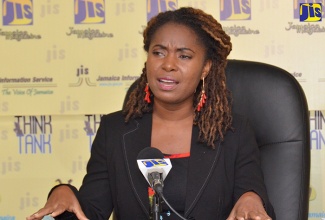 Assistant Business Advisory Services Manager at the Jamaica Business Development Corporation (JBDC), Keera Walters, speaking at a JIS Think Tank session at the agency’s headquarters on Wednesday (October 19) about Medium, Small and Micro Enterprises (MSMEs).