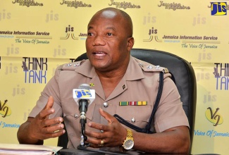 Commanding Officer of the Traffic and Highway Division of the Jamaica Constabulary Force (JCF), Senior Superintendent of Police Calvin Allen, addresses a Jamaica Information Service (JIS) Think Tank on February 27. He gave an update on the implementation of policy guidelines recently issued by the Government regarding tint on public passenger vehicles. 