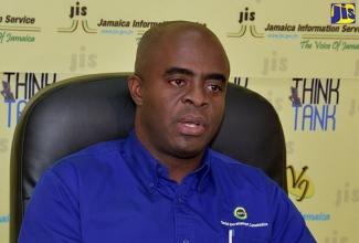 Executive Director of the Social Development Commission (SDC), Dr. Dwayne Vernon, gives an update on the Local Economic Development Support Programme (LEDSP), during a JIS Think Tank on Tuesday (January 10).