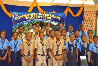 Students of the Wilsons Run Primary School in Trelawny, perform a cultural item during Friday's (April 26) handing over ceremony for newly refurbished institution which was renovated by the Jamaica Social Investment Fund (JSIF) at a cost of $31.4 million under its Community Investment Project (CIP), with funding jointly provided by the Caribbean Development Bank (CDB) and residents of the community.