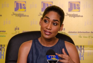 Minister of Youth and Culture, Hon. Lisa Hanna, speaking during a JIS Think Tank  last Friday (July 24).