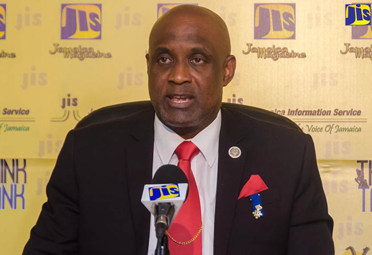 Executive Director of the Caribbean Maritime Institute (CMI), Dr. Fritz Pinnock, addresses  a Jamaica Information Service (JIS) ‘Think Tank’,  recently.