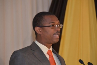 Minister of State in the Ministry of Foreign Affairs and Foreign Trade, Hon. Arnaldo Brown, addresses the opening ceremony of the Jamaica Diaspora Conference  2013 on Sunday (June 16), at the Hilton Rose Hall Hotel in Montego Bay.
