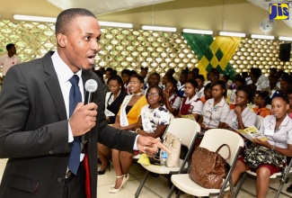 Chief Executive Officer and Founder of Youth Organisation for Upliftment, Jamaica, Aubrey Stewart, addresses participants in attendance at the annual staging of the Jamaica Cultural Development Commission’s culture club consultation at the Shortwood Teachers’ College in St. Andrew today (November 9). During the event, a sensitisation session was also held to discuss the pending merger of culture clubs. Mr. Stewart was guest speaker at the function.