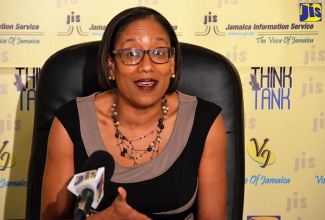 Development Bank of Jamaica (DBJ) General Manager for Public-Private Partnerships and Privatisation, Denise Arana, speaking at a recent Jamaica Information Service (JIS) Think Tank, where she provided details about the Regional Infrastructure Conference to be held from March  6-7  at The Jamaica Pegasus hotel in New Kingston.