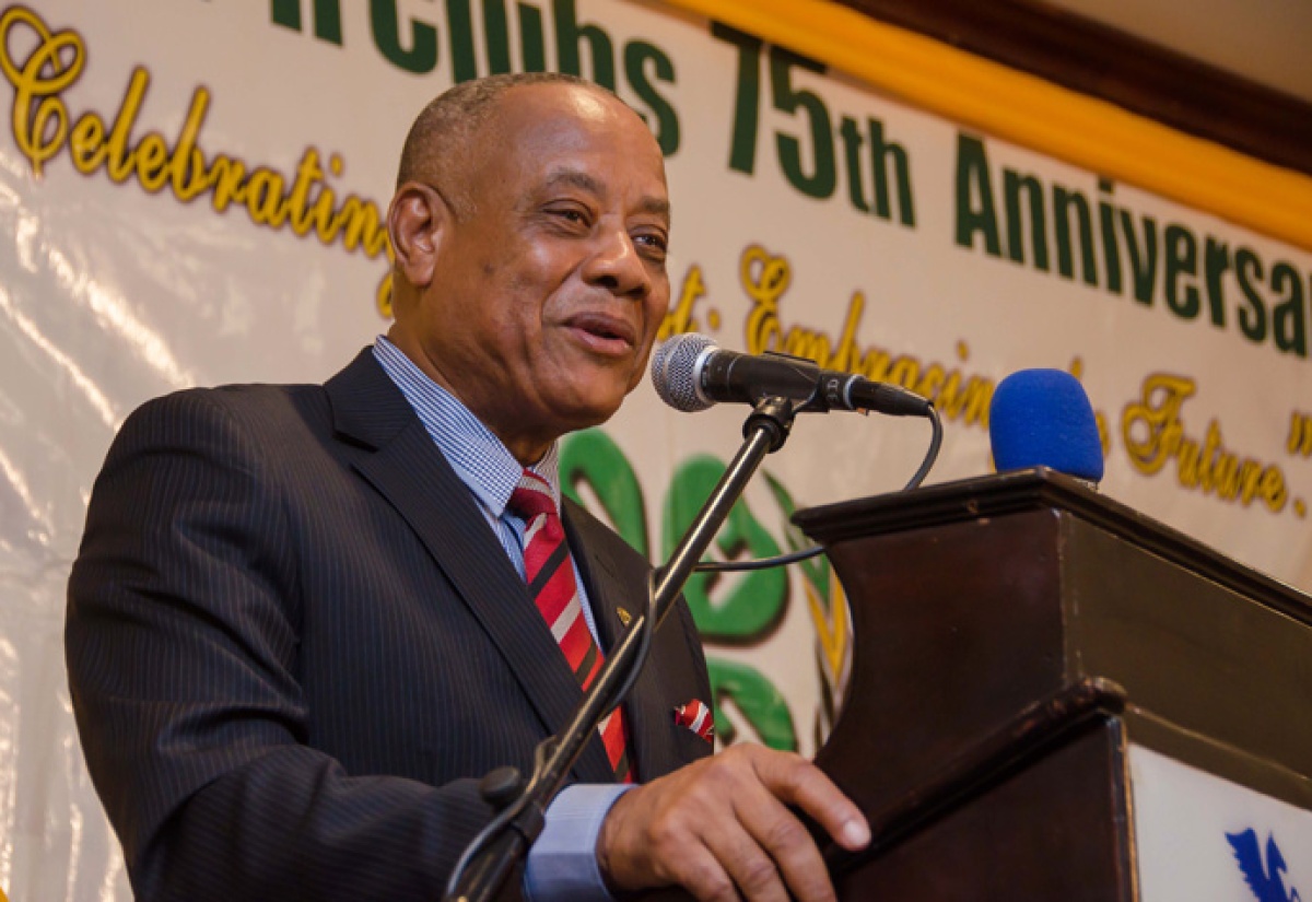 Agriculture and Fisheries Minister, Hon. Derrick Kellier, delivers the main address at the Jamaica 4-H Clubs 75th Anniversary Gala Banquet at the Pegasus Hotel in New Kingston on November 24. 