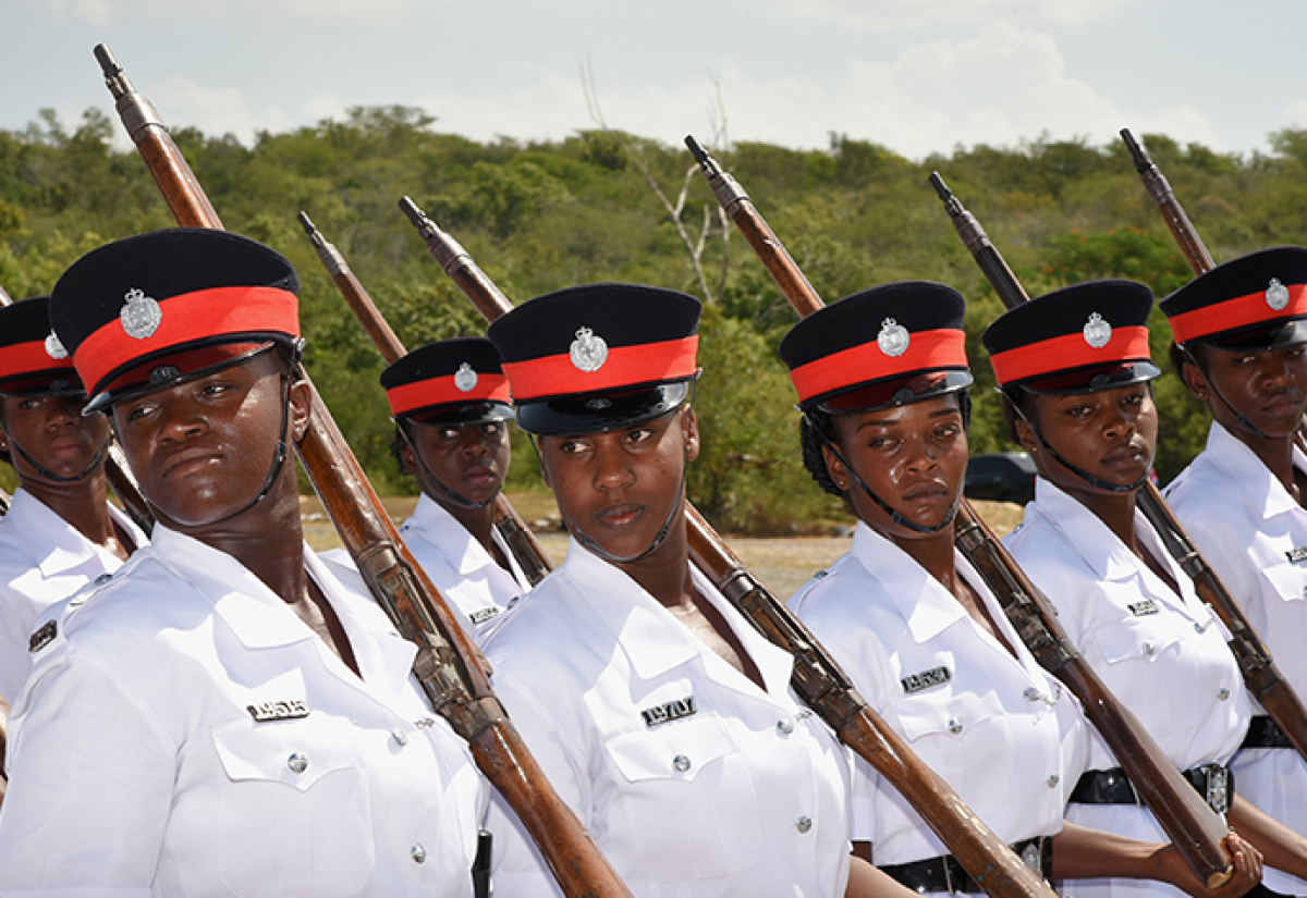 New police constables participate in a drill during a Passing Out Parade and Awards ceremony on Friday (September 1) at the National Police College of Jamaica at Twickenham Park in St. Catherine. A total of 199 constables comprising Batch 114, graduated during the ceremony.