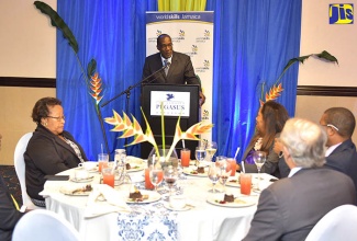 C3
Minister of Education, Youth and Information, Senator the Hon. Ruel Reid, addresses the welcome dinner for international delegates participating in the National Careers Week and Skills Competition at The Jamaica Pegasus hotel in New Kingston on February 19.
