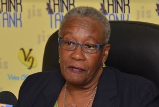 Director of Accreditation at University Council of Jamaica (UCJ), Miss Grace Gordon makes her presentation at a Jamaica Information Service's Think Tank session on September 10.