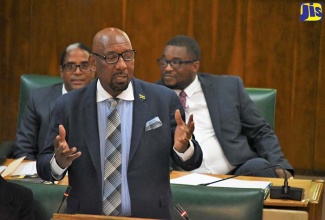 Minister of State in the Ministry of National Security, Hon. Rudyard Spencer (standing), makes his contribution to the 2018/19 Sectoral Debate in the House of Representatives on May 16.
 
