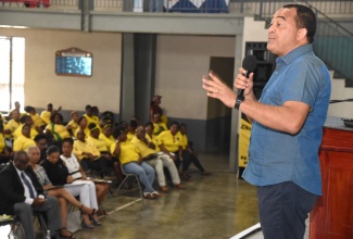 Health Minister, Dr. the Hon. Christopher Tufton addresses the National Parent Teacher Association of Jamaica (NPTAJ) 6th Biennial General Meeting and Conference, held at Jamaica College on July 14.