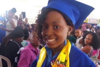 J'Quani Chung at her graduation ceremony from the Santa Cruz Primary and Junior High School in St. Elizabeth.