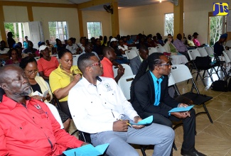 Stakeholders in attendance at the launch of the Jamaica Constabulary Force, Farmers Watch group, at the Dutch Hill New Testament Church of God in Ulster Spring, Trelawny on August 30. 