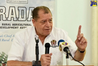 Minister of Industry, Commerce, Agriculture and Fisheries, Hon. Audley Shaw, addresses an agricultural forum on Wednesday (October 3) at the Medallion Hall Hotel in St. Andrew.