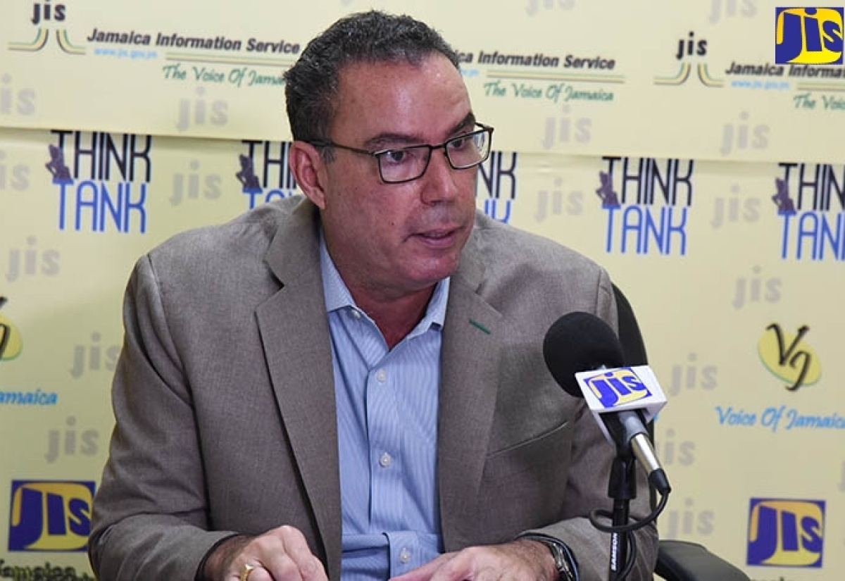 Minister without Portfolio in the Ministry of Economic Growth and Job Creation, Hon. Daryl Vaz, speaks on the impending plastic ban at a recent JIS ‘Think Tank’ session. (PHOTO: Michael Sloely)