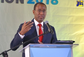 Finance and the Public Service Minister, Dr. the Hon. Nigel Clarke, addressing journalists during Monday’s (December 10) press conference at the Office of the Prime Minister.